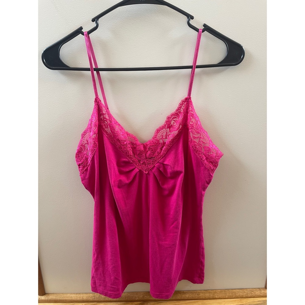 Old Navy Y2K Camisole Women's Medium Pink Lace Trim Adjustable Straps Top